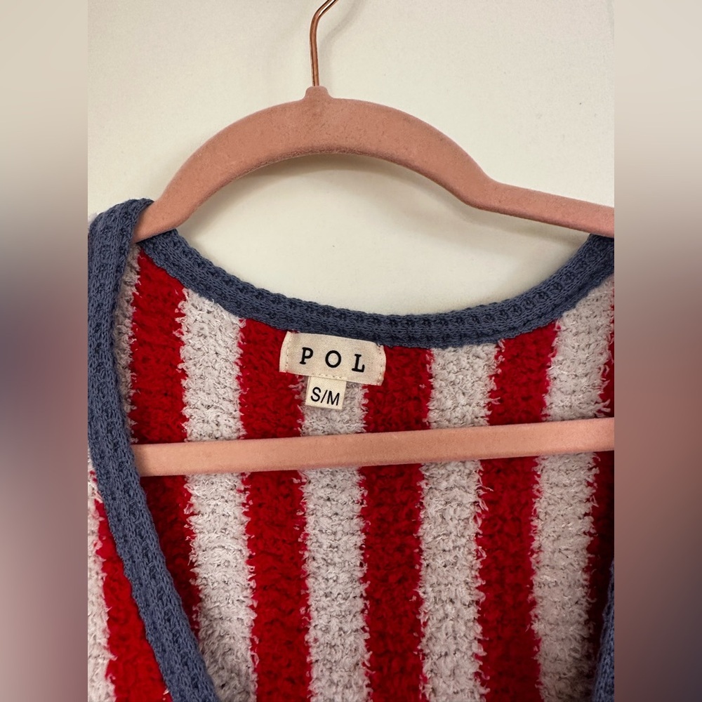 POL Red and White Striped Rose Cardigan - Picture 10 of 15